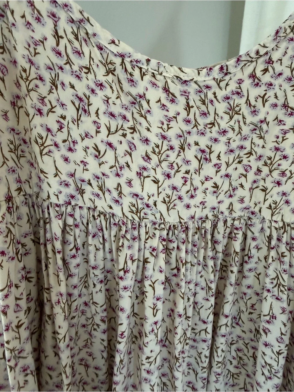 NATURAL LIFE Cream Floral Print Sleeveless Dress with Blossoms - Picture 3 of 4